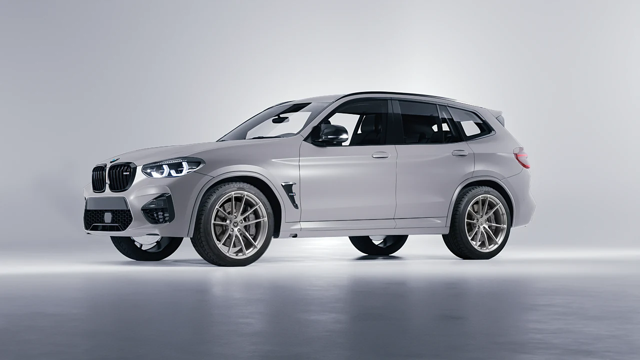 BMW X3 M 2023 on HRE Performance Wheels P104 forged wheels, front three-quarter view