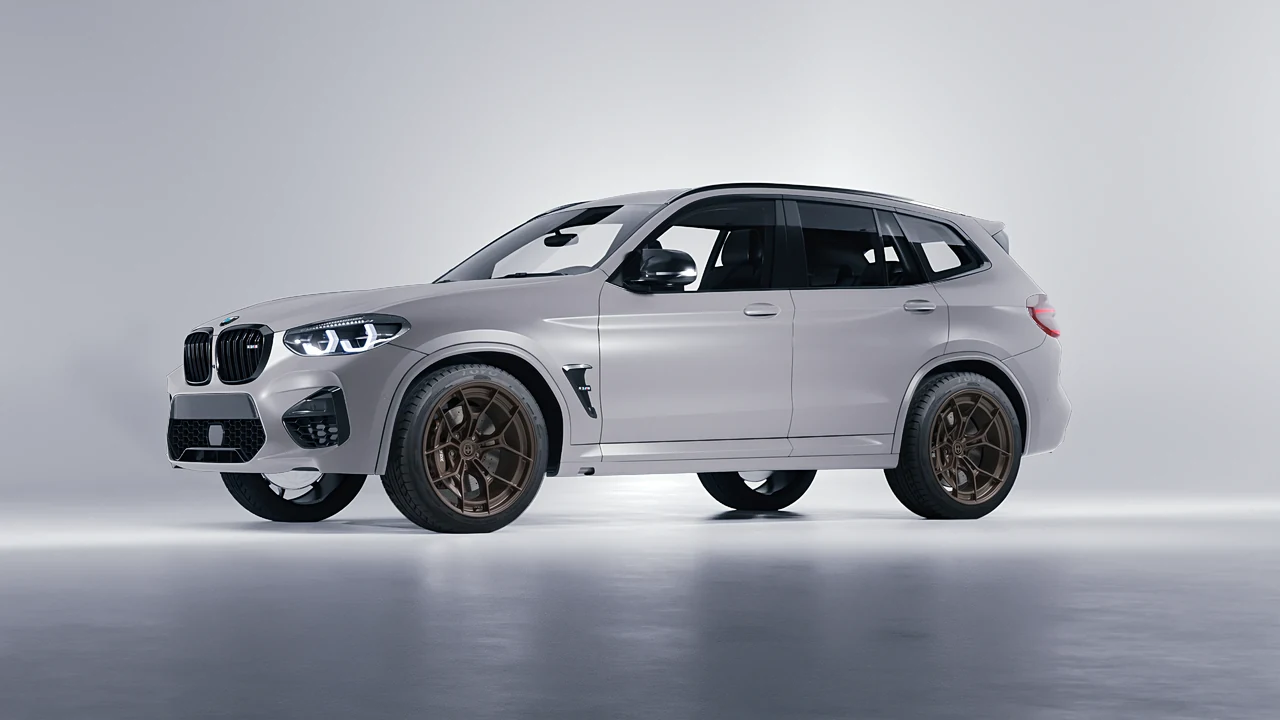 BMW X3 M 2023 on HRE Performance Wheels P301 forged wheels, front three-quarter view