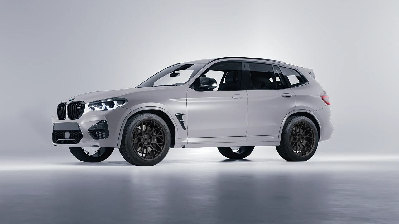 BMW X3 M 2023 on HRE Performance Wheels RC100 forged wheels, front three-quarter view