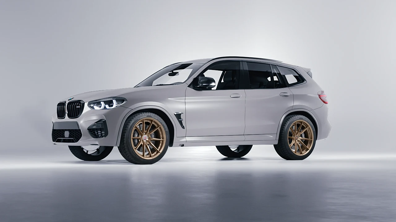 BMW X3 M 2023 on HRE Performance Wheels S104SC forged wheels, front three-quarter view