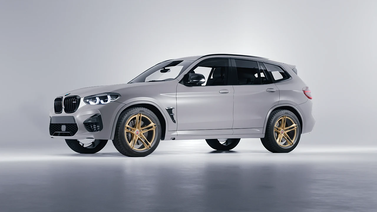BMW X3 M 2023 on HRE Performance Wheels S207H forged wheels, front three-quarter view