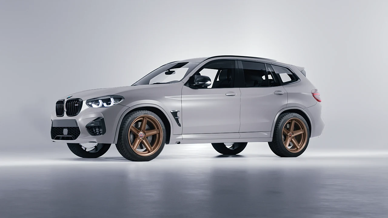BMW X3 M 2023 on HRE Performance Wheels Tusk forged wheels, front three-quarter view