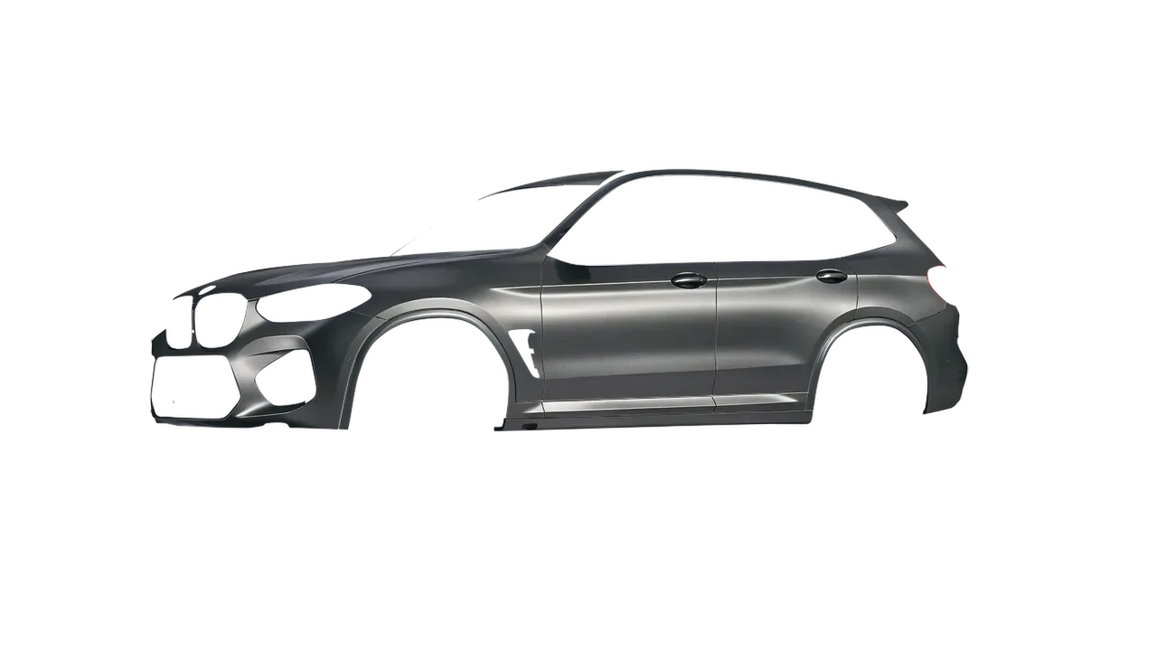 BMW X3 M 2023 wrapped in Black Rock Grey (Avery Dennison SW900-823-M), front three-quarter view