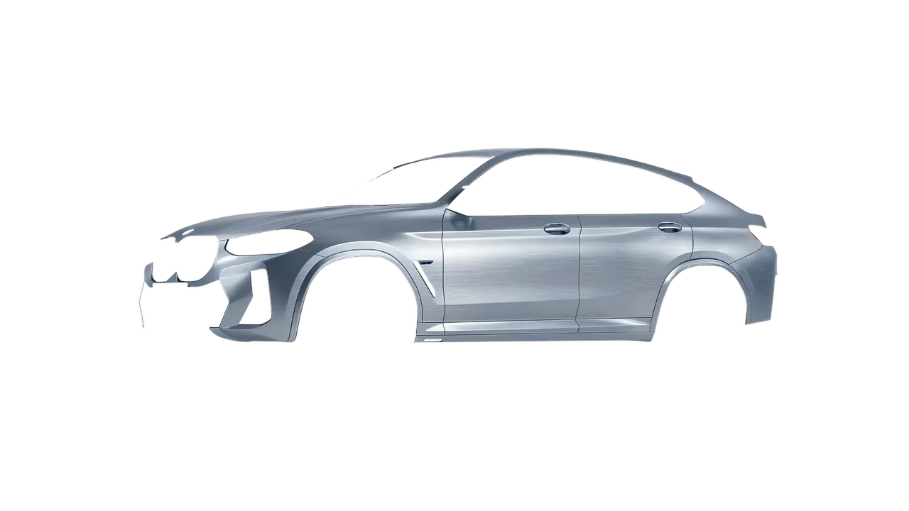 BMW X4 2024 wrapped in Brushed Aluminum (Avery Dennison SW900-812-X), front three-quarter view