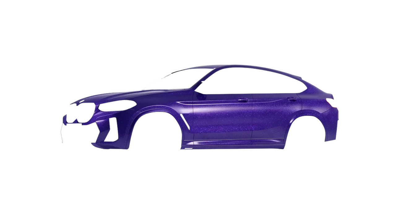 BMW X4 2024 wrapped in Purple (Avery Dennison SW900-587-D), front three-quarter view