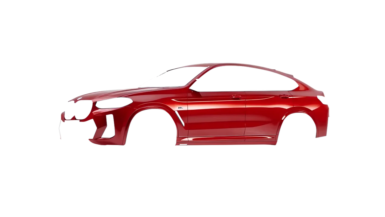 BMW X4 2024 wrapped in Hot Rod Red (3M G13), front three-quarter view