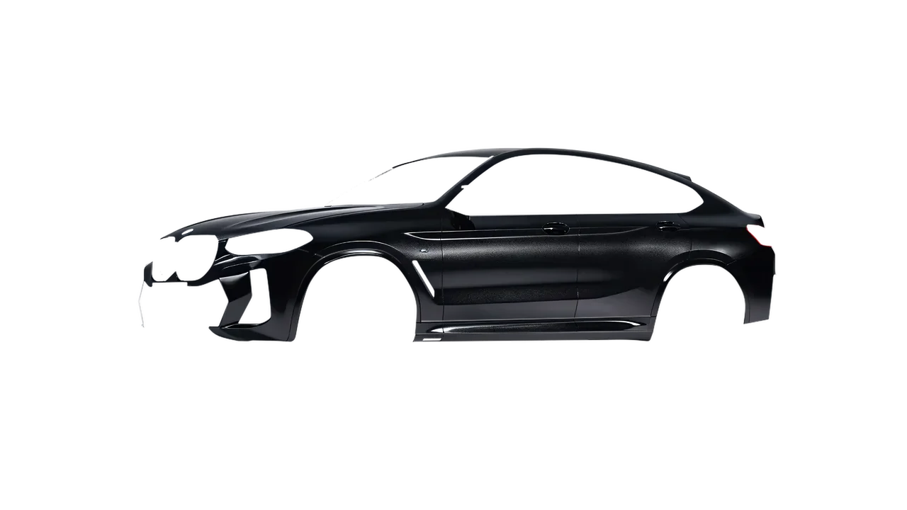 BMW X4 2024 wrapped in Mystery Black (Avery Dennison SW900-184-M), front three-quarter view
