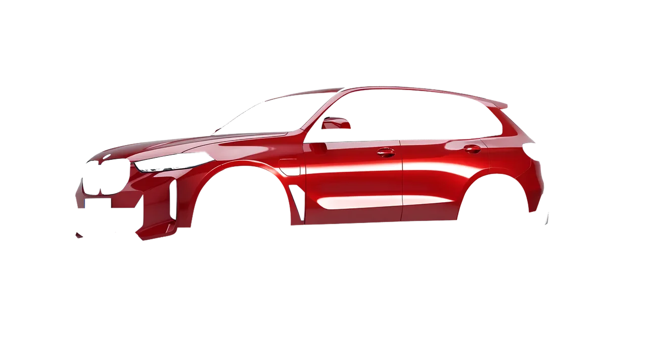 BMW X5 2023 wrapped in Hot Rod Red (3M G13), front three-quarter view