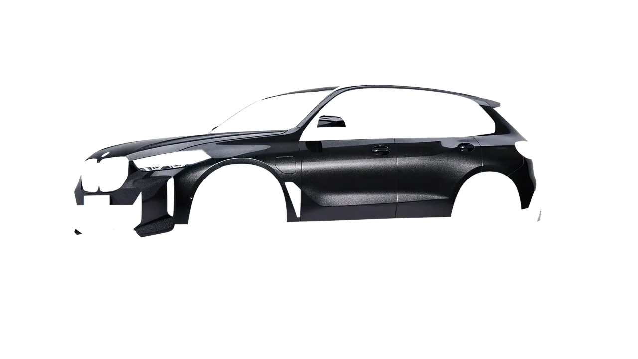 BMW X5 2023 wrapped in Mystery Black (Avery Dennison SW900-184-M), front three-quarter view