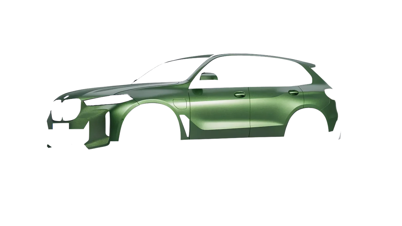 BMW X5 2023 wrapped in Apple Green (Avery Dennison SW900-745-M), front three-quarter view