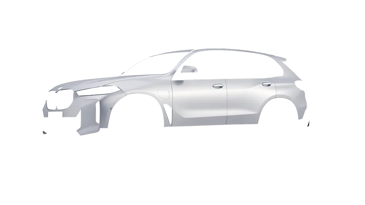 BMW X5 2023 wrapped in Matte Silver (3M M21), front three-quarter view