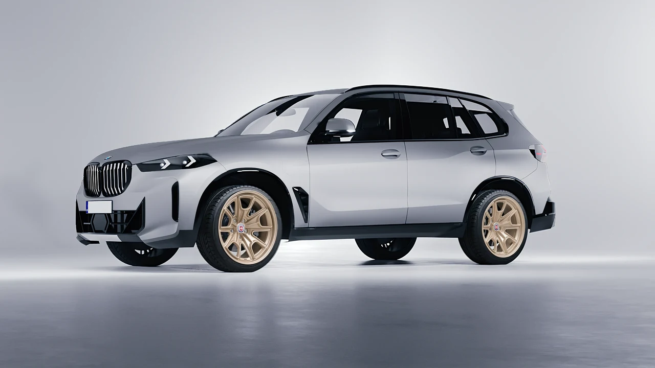 BMW X5 2023 on HRE Performance Wheels 427M forged wheels, front three-quarter view