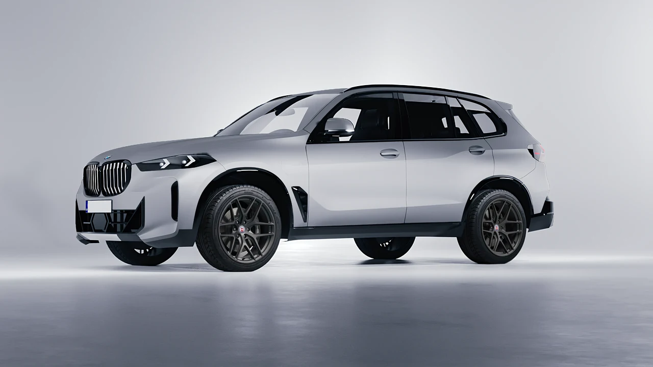 BMW X5 2023 on HRE Performance Wheels P161 forged wheels, front three-quarter view