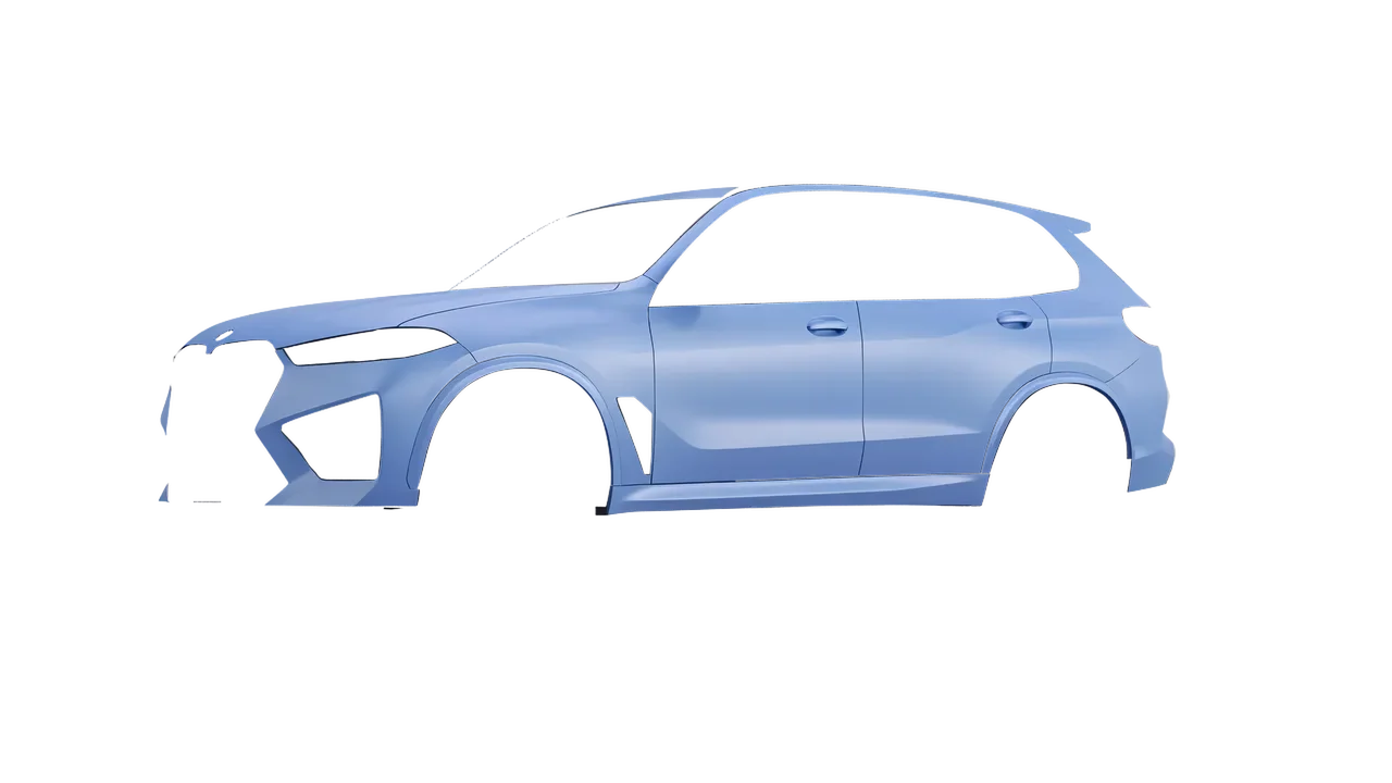 BMW X5m Competition 2023 wrapped in Dreamline Blue (Avery Dennison SW900-616-O), front three-quarter view