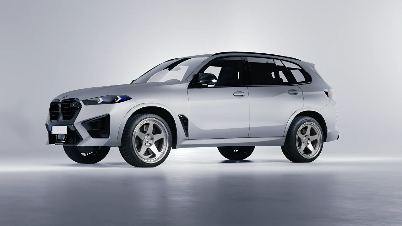 BMW X5m Competition 2023 on HRE Performance Wheels 305 forged wheels, front three-quarter view