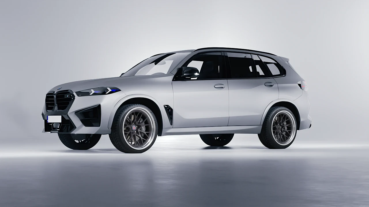 BMW X5m Competition 2023 on HRE Performance Wheels 520 forged wheels, front three-quarter view