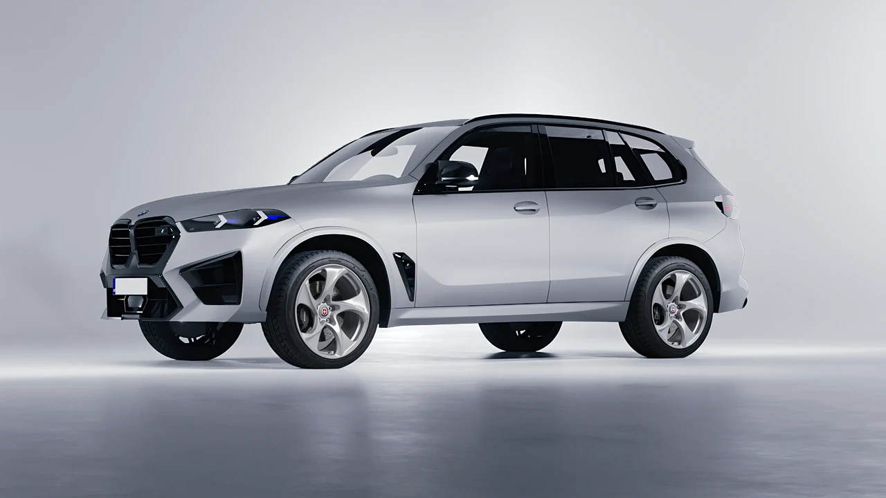 BMW X5m Competition 2023 on HRE Performance Wheels 522M forged wheels, front three-quarter view