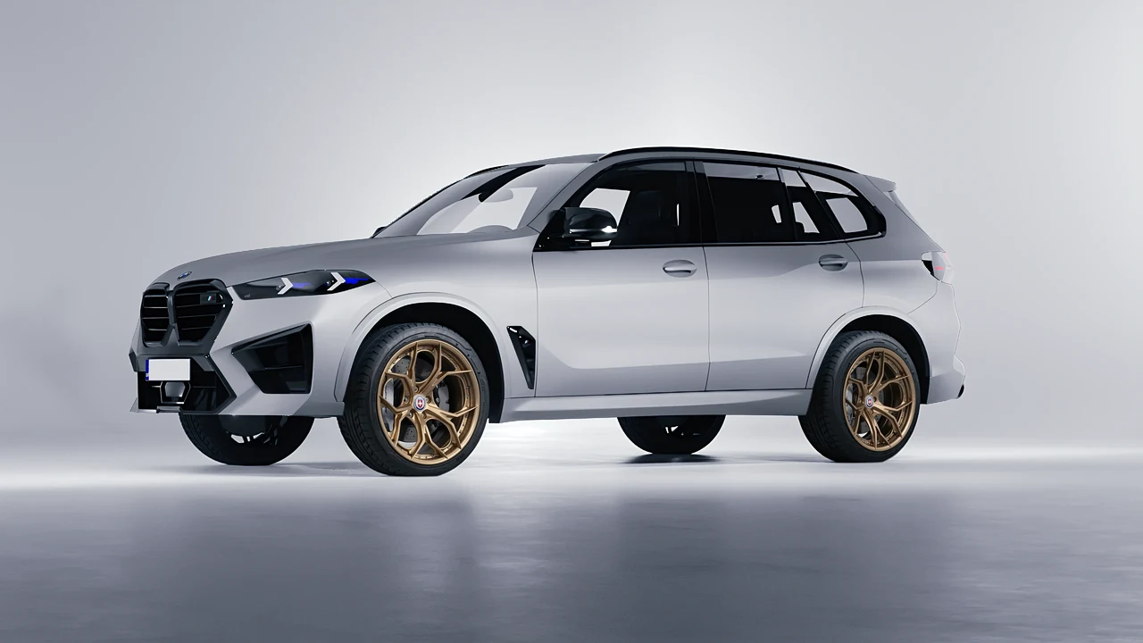 BMW X5m Competition 2023 on HRE Performance Wheels S111SC forged wheels, front three-quarter view