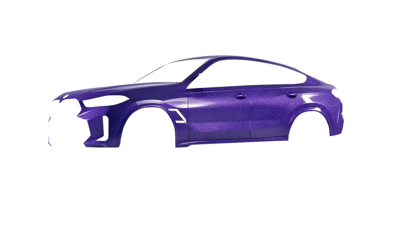 BMW X6 2024 wrapped in Purple (Avery Dennison SW900-587-D), front three-quarter view