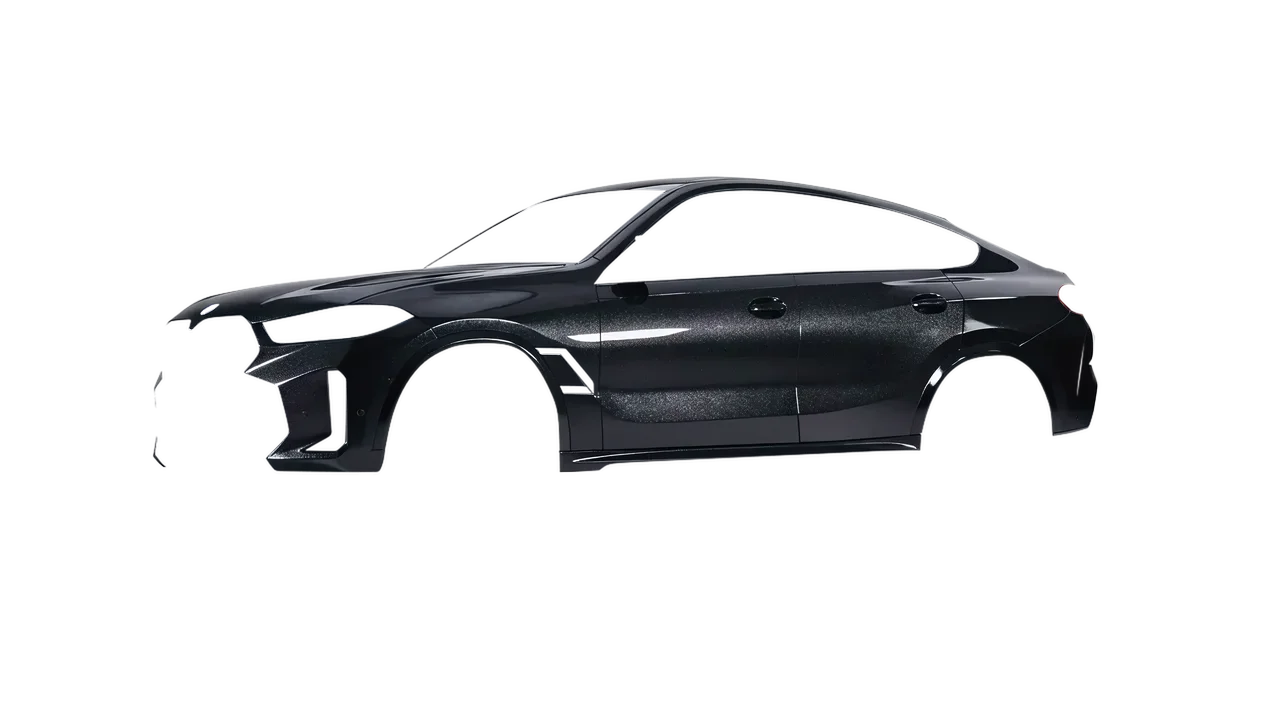 BMW X6 2024 wrapped in Mystery Black (Avery Dennison SW900-184-M), front three-quarter view