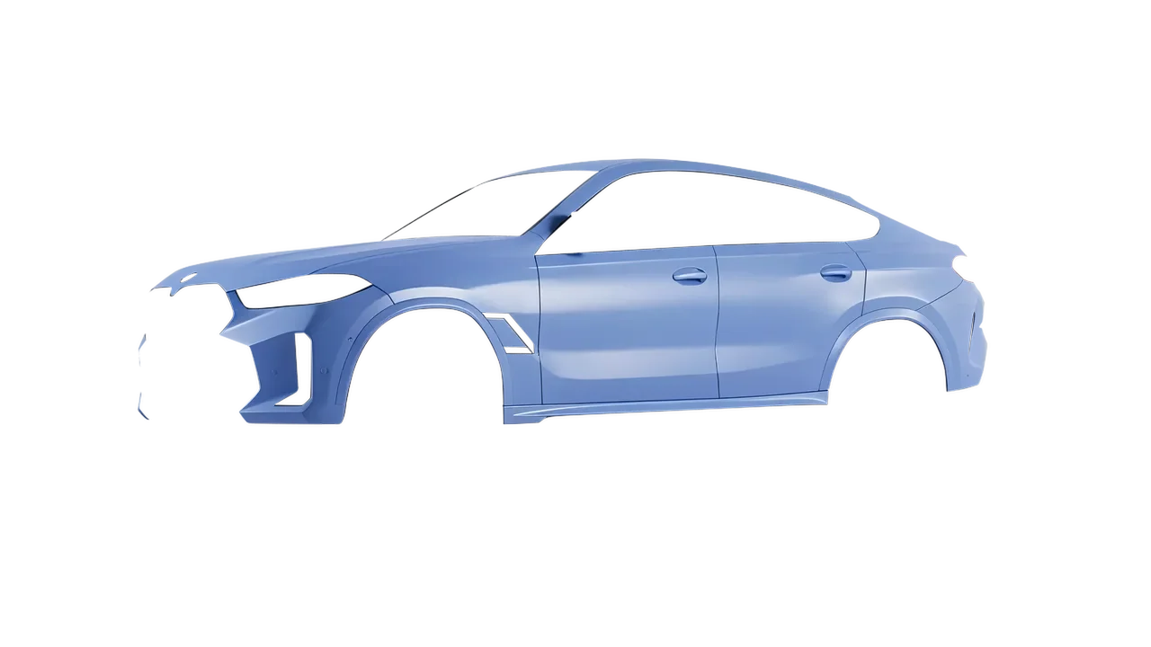 BMW X6 2024 wrapped in Dreamline Blue (Avery Dennison SW900-616-O), front three-quarter view