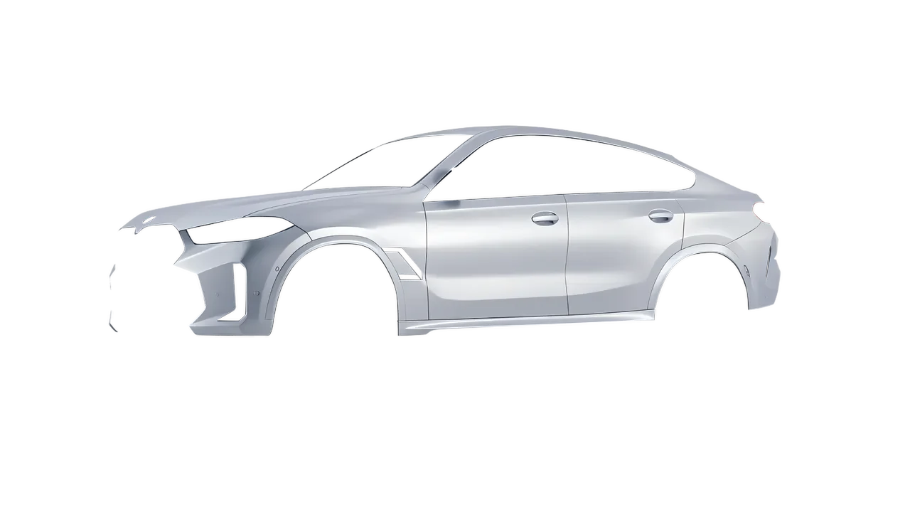 BMW X6 2024 wrapped in Matte Silver (3M M21), front three-quarter view