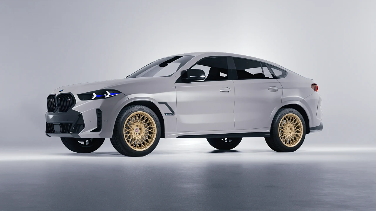 BMW X6 2024 on HRE Performance Wheels 501M forged wheels, front three-quarter view