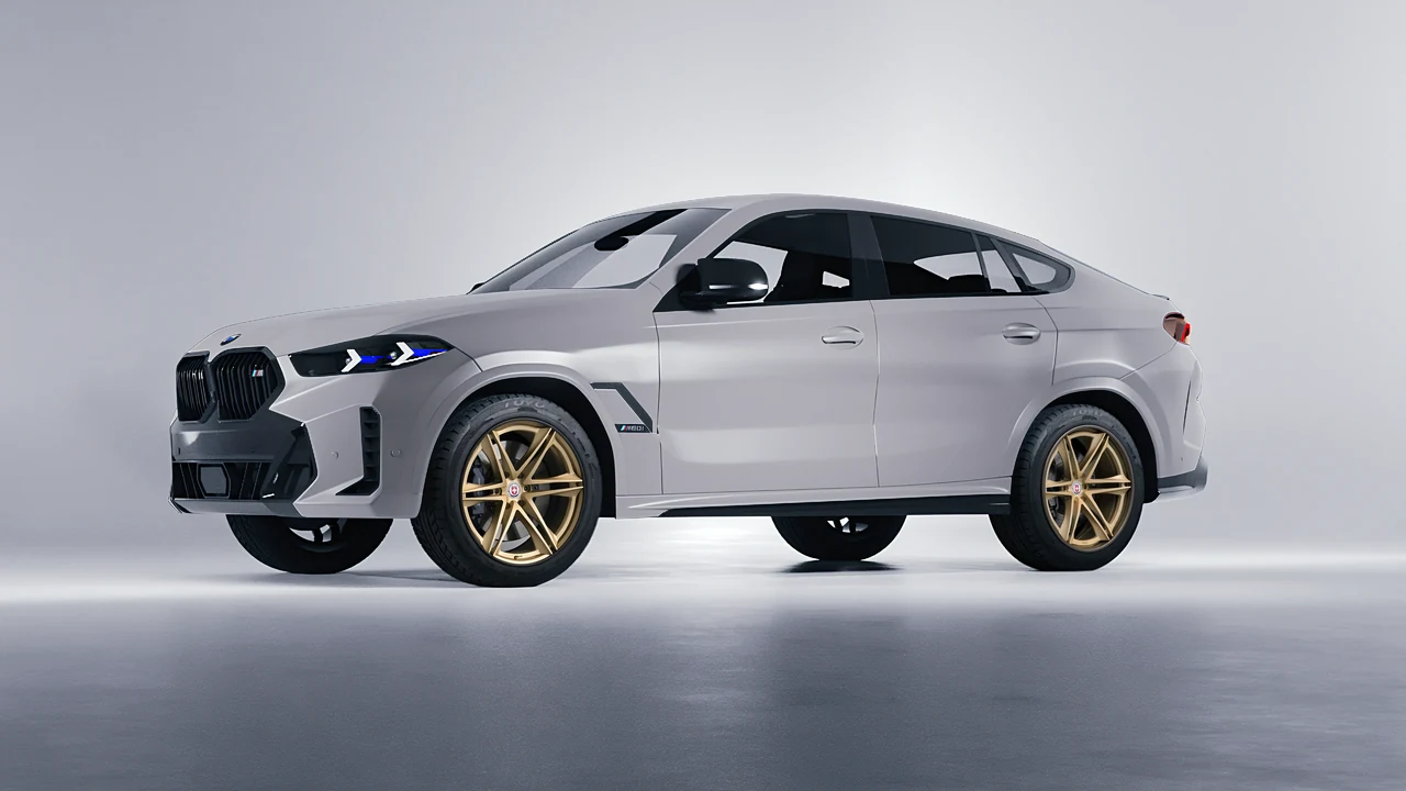 BMW X6 2024 on HRE Performance Wheels S267H forged wheels, front three-quarter view