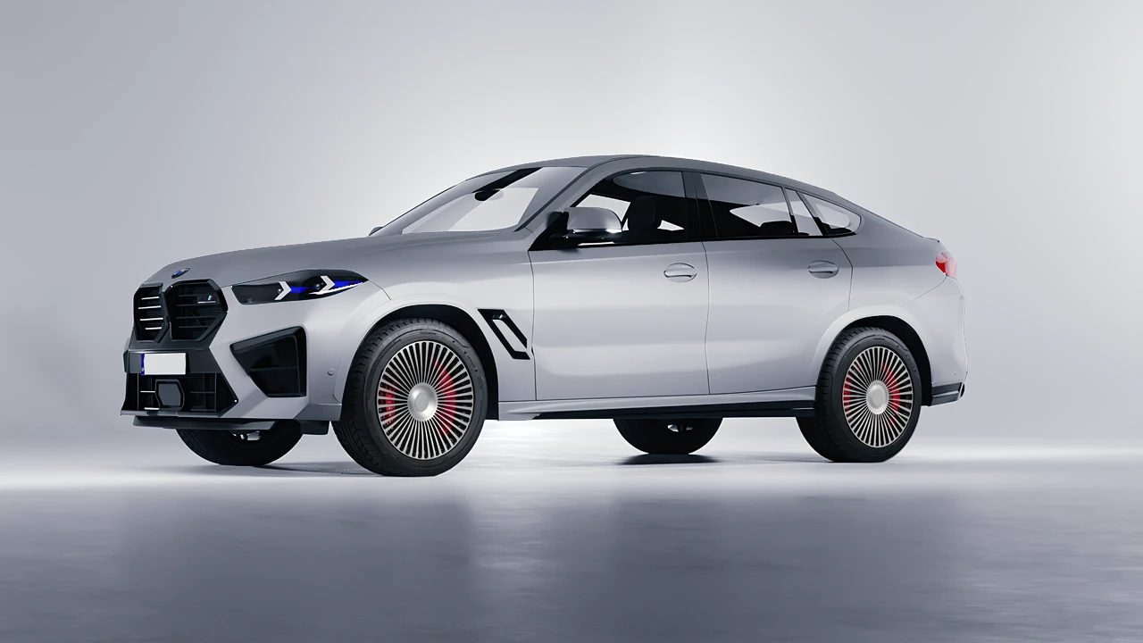 BMW X6m Competition 2023 on RDB LA 50 forged wheels, front three-quarter view