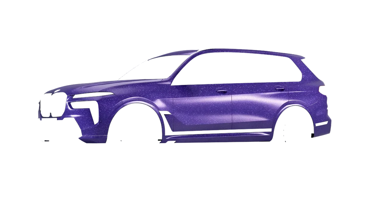 BMW X7 M60i 2023 wrapped in Purple (Avery Dennison SW900-587-D), front three-quarter view