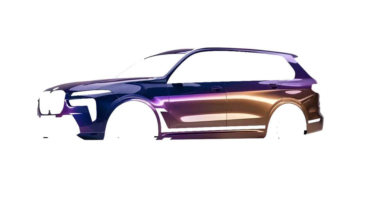 BMW X7 M60i 2023 wrapped in Gloss Flip Deep Space (3M GP278), front three-quarter view
