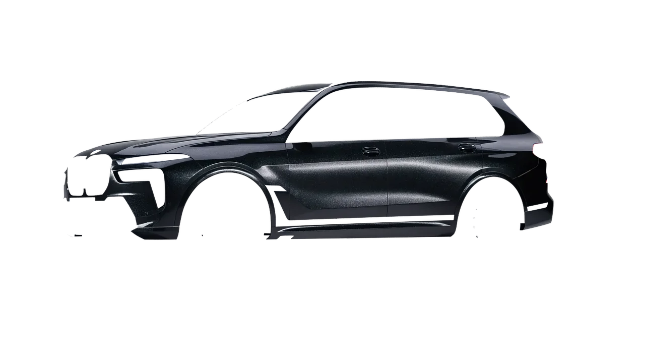 BMW X7 M60i 2023 wrapped in Mystery Black (Avery Dennison SW900-184-M), front three-quarter view