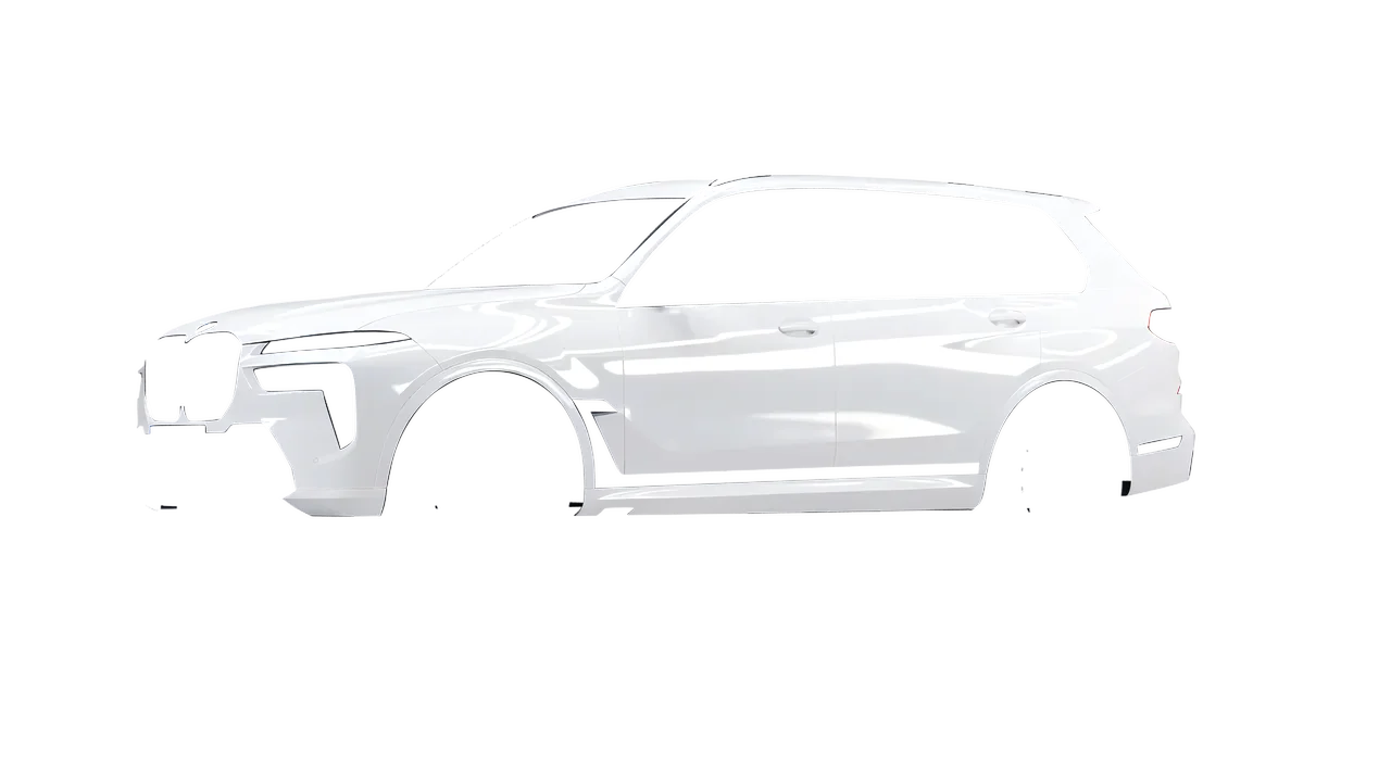 BMW X7 M60i 2023 wrapped in Gloss White (3M G10), front three-quarter view