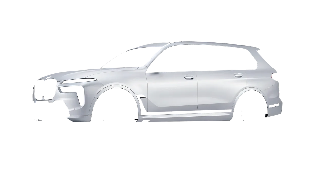 BMW X7 M60i 2023 wrapped in Matte Silver (3M M21), front three-quarter view