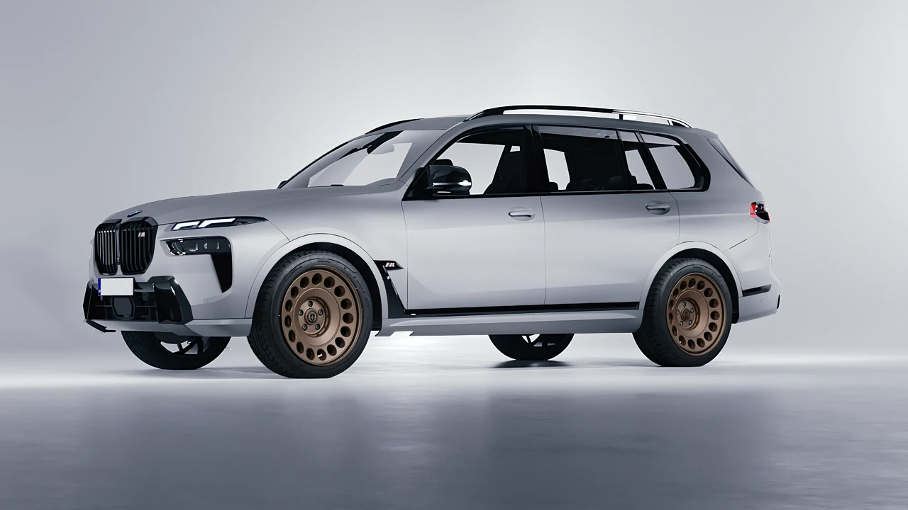 BMW X7 M60i 2023 on HRE Performance Wheels 037-GTM forged wheels, front three-quarter view