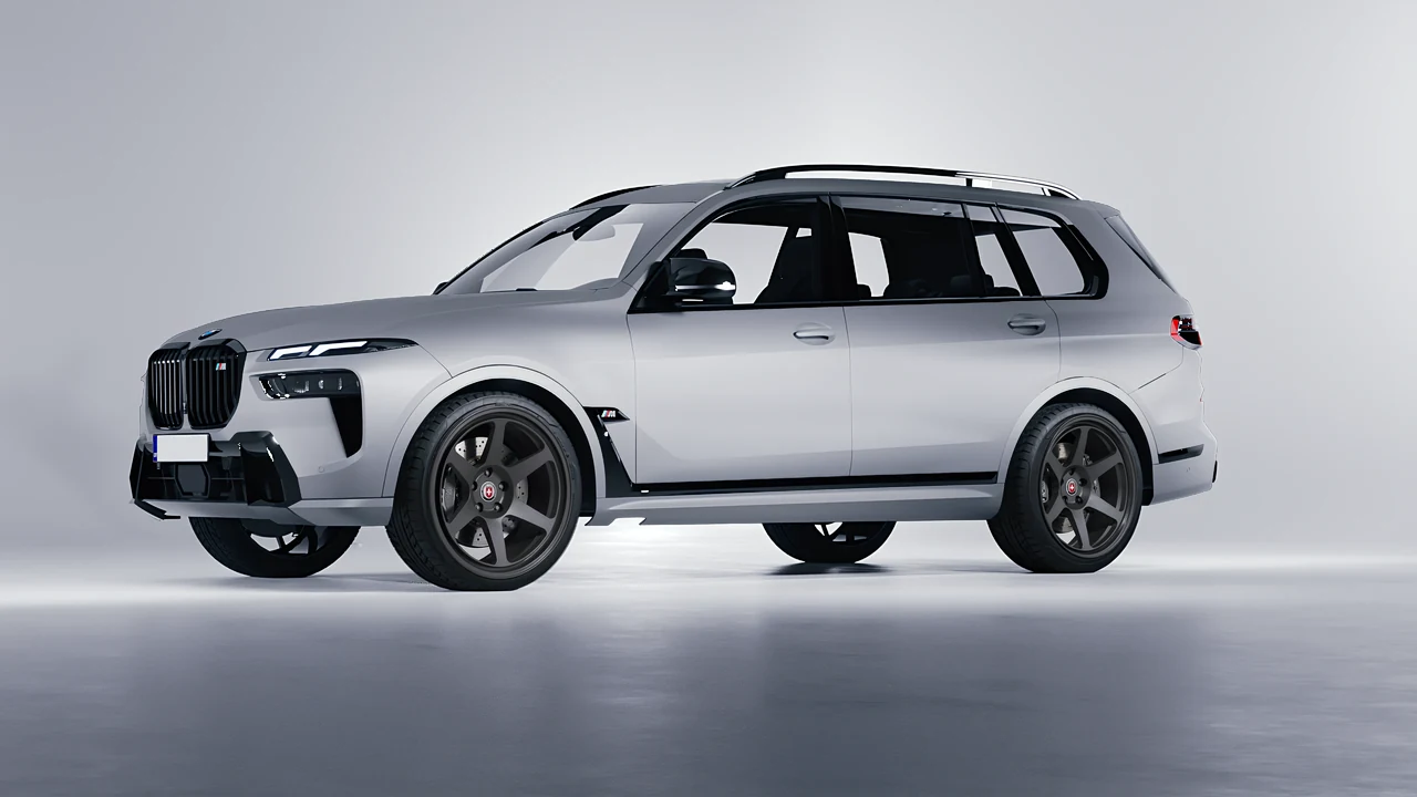 BMW X7 M60i 2023 on HRE Performance Wheels 306-GT forged wheels, front three-quarter view