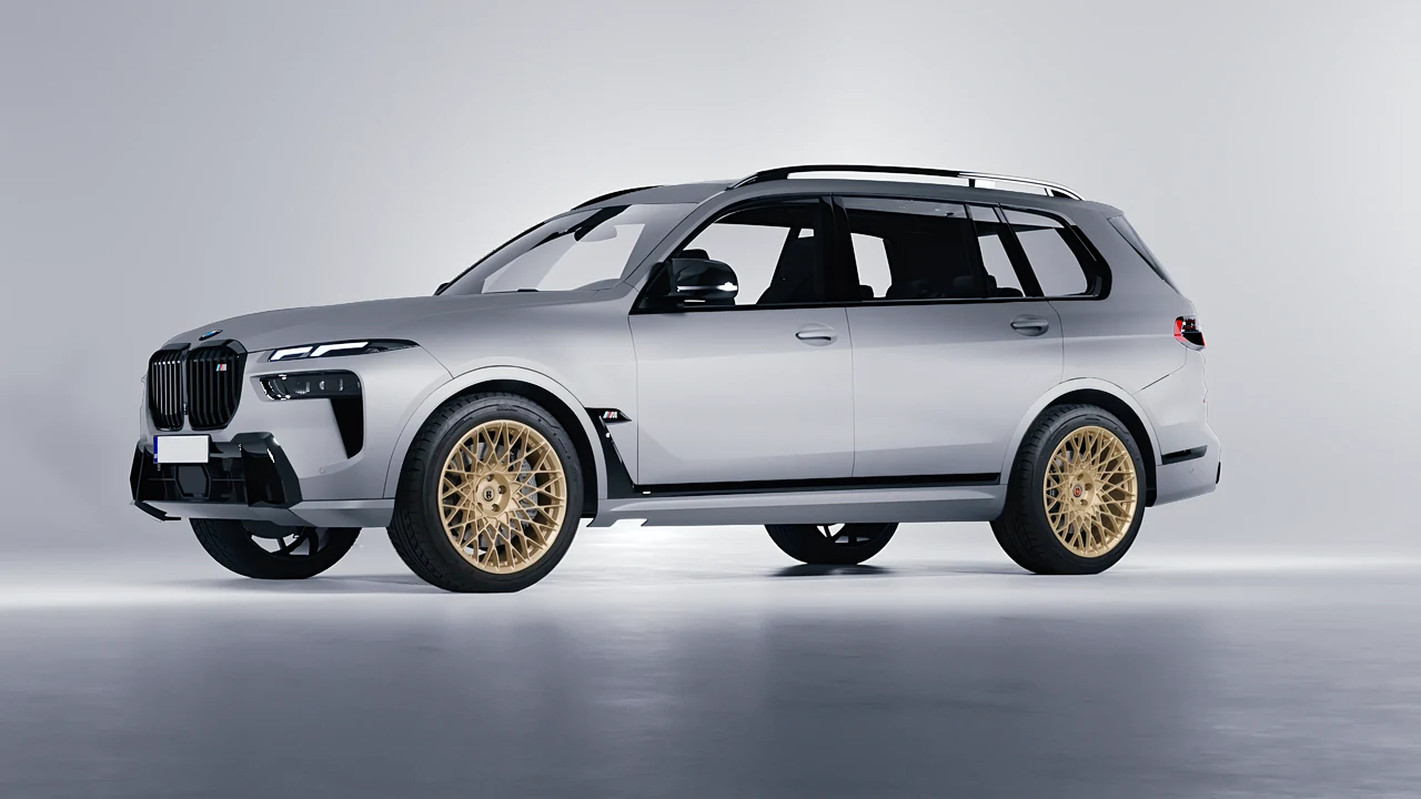 BMW X7 M60i 2023 on HRE Performance Wheels 501M forged wheels, front three-quarter view