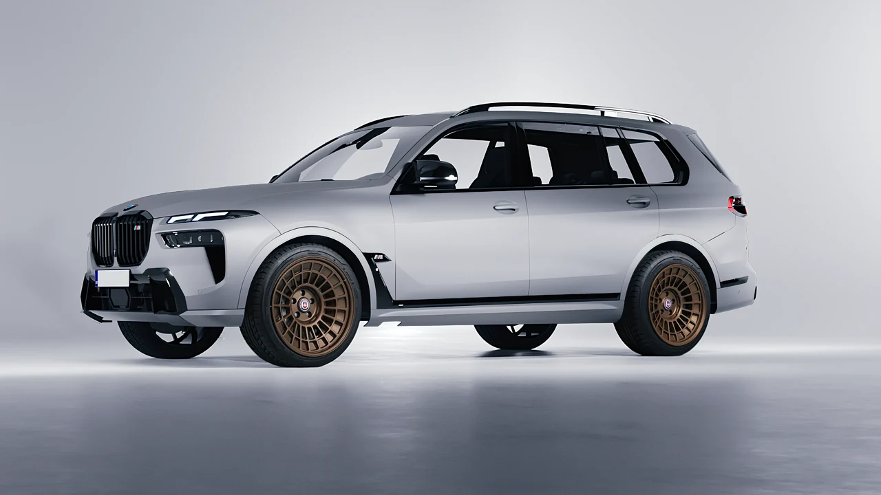 BMW X7 M60i 2023 on HRE Performance Wheels 515-GTM forged wheels, front three-quarter view