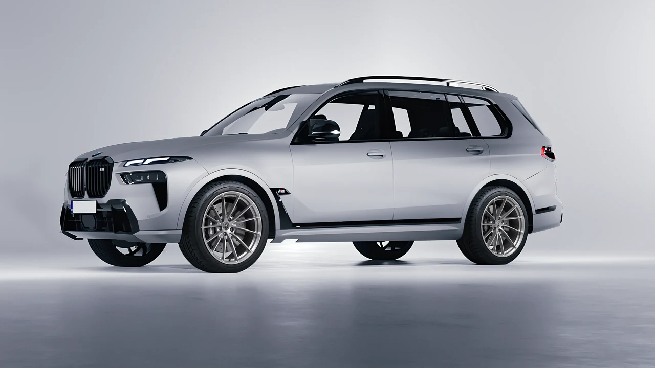 BMW X7 M60i 2023 on HRE Performance Wheels P103 forged wheels, front three-quarter view