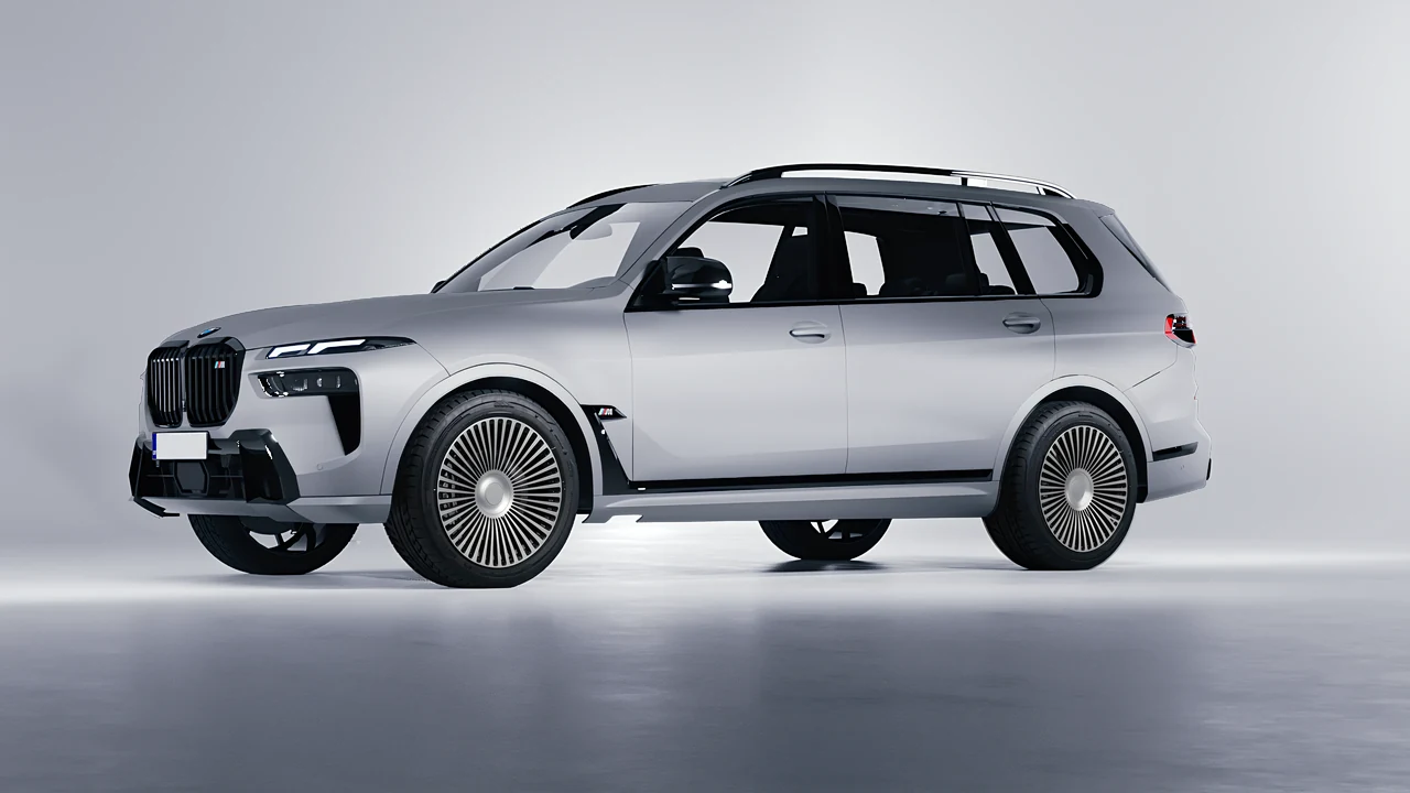 BMW X7 M60i 2023 on RDB LA 50 forged wheels, front three-quarter view