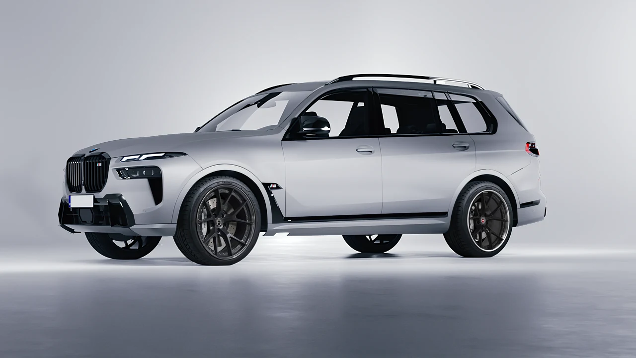 BMW X7 M60i 2023 on HRE Performance Wheels S101 forged wheels, front three-quarter view