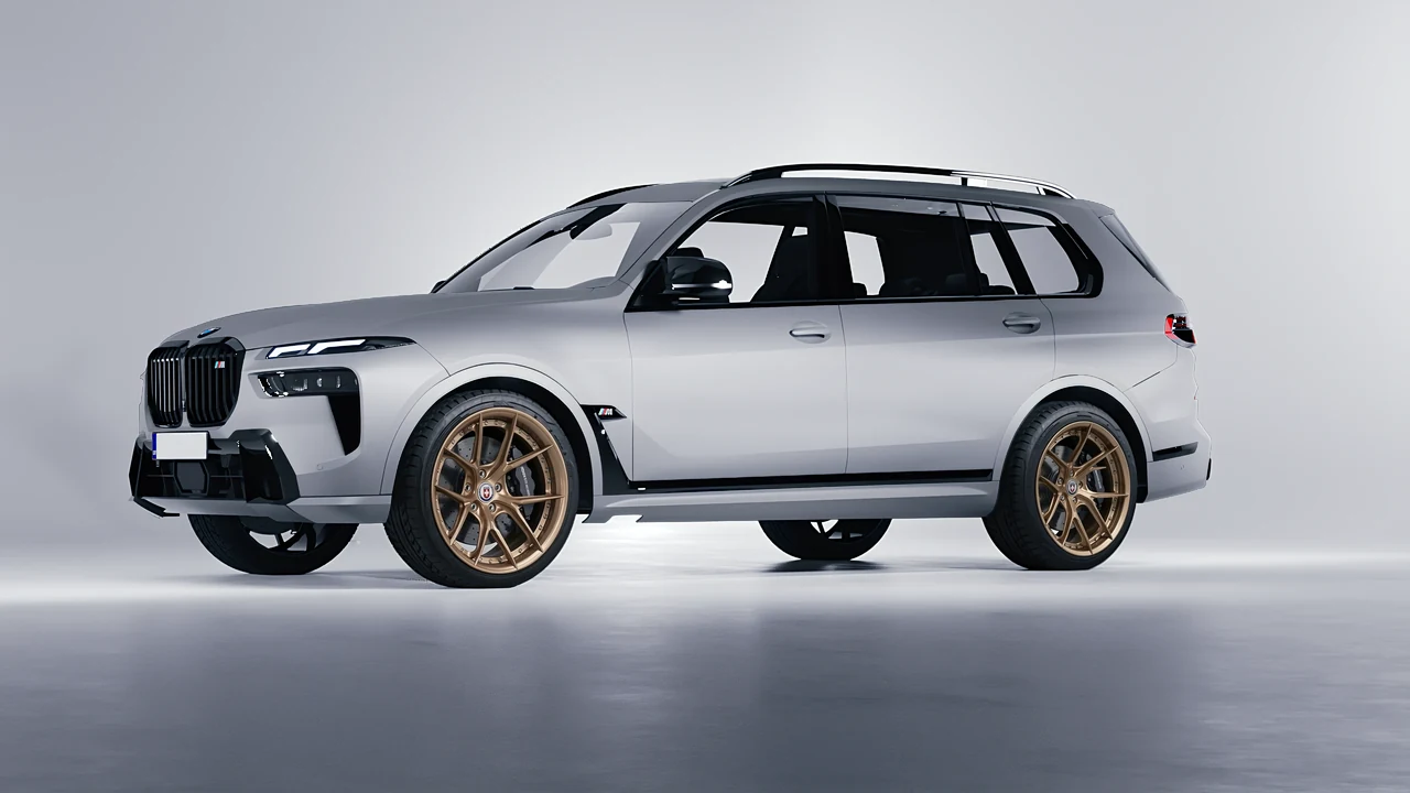 BMW X7 M60i 2023 on HRE Performance Wheels S101SC forged wheels, front three-quarter view