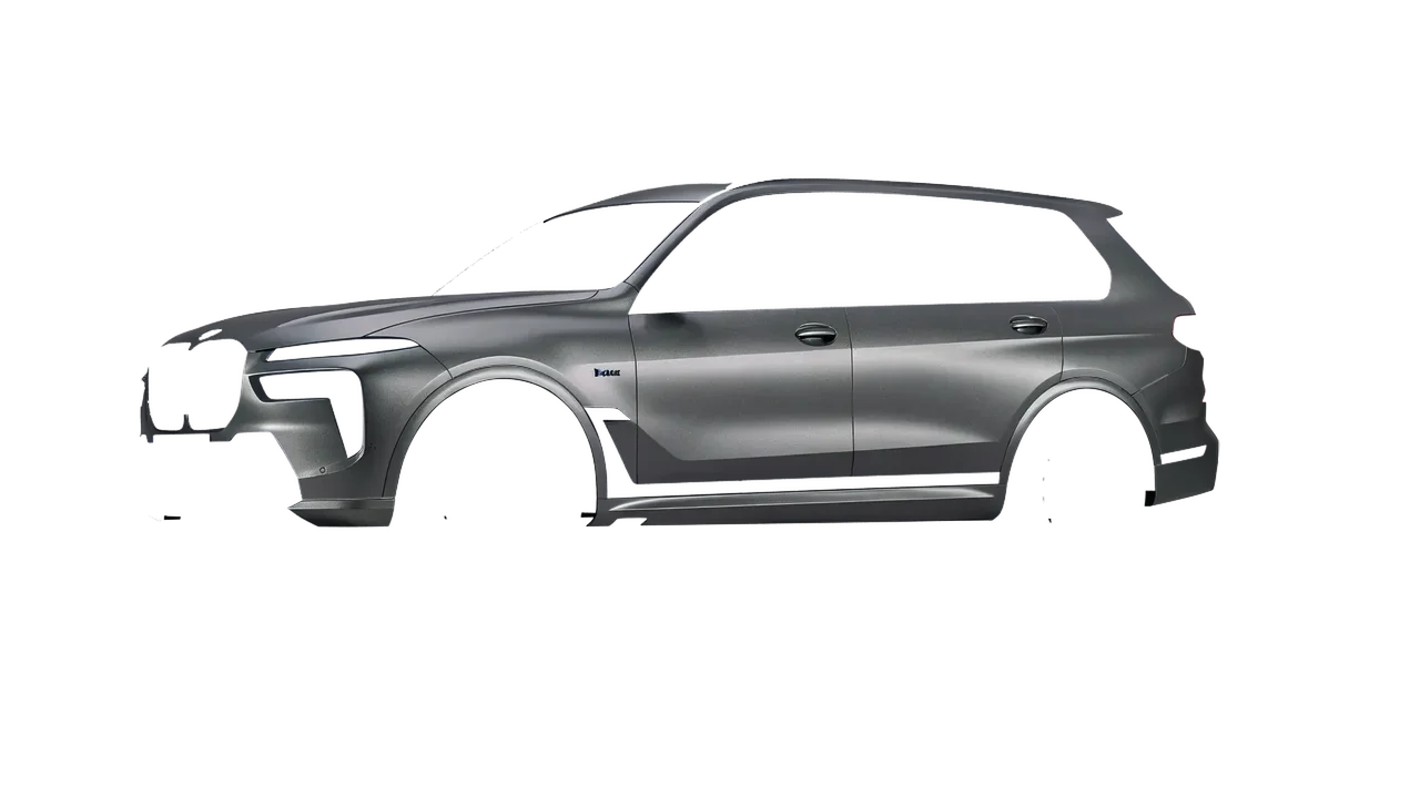 BMW X7 M60i 2023 wrapped in Black Rock Grey (Avery Dennison SW900-823-M), front three-quarter view