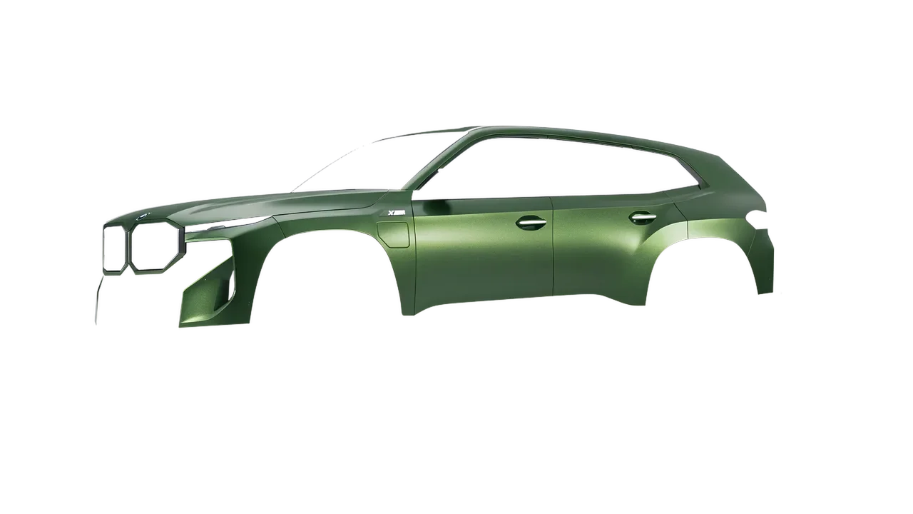 BMW XM 2024 wrapped in Apple Green (Avery Dennison SW900-745-M), front three-quarter view