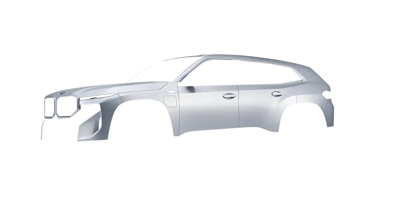BMW XM 2024 wrapped in Matte Silver (3M M21), front three-quarter view