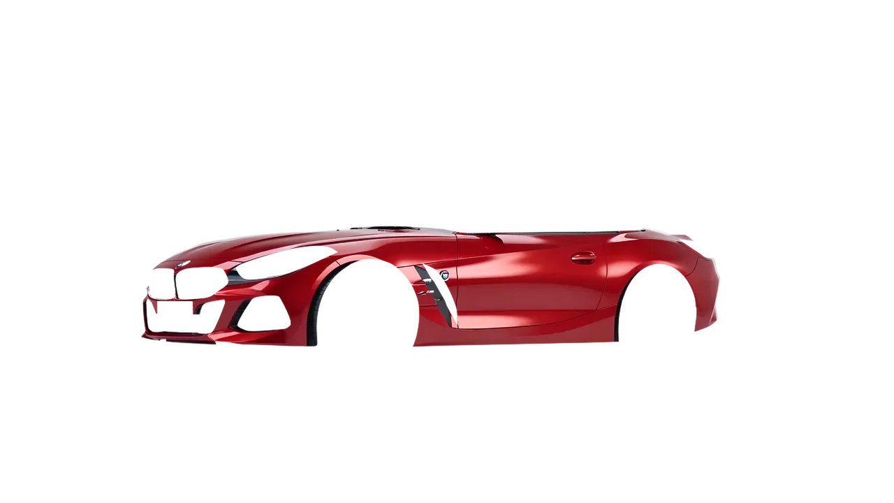 BMW Z4 M40i 2024 wrapped in Hot Rod Red (3M G13), front three-quarter view