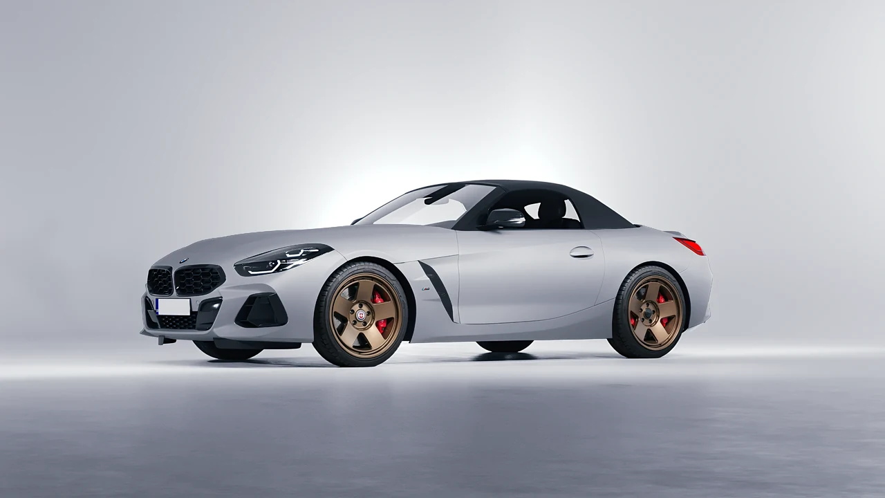 BMW Z4 M40i 2024 on HRE Performance Wheels 555-GTM forged wheels, front three-quarter view
