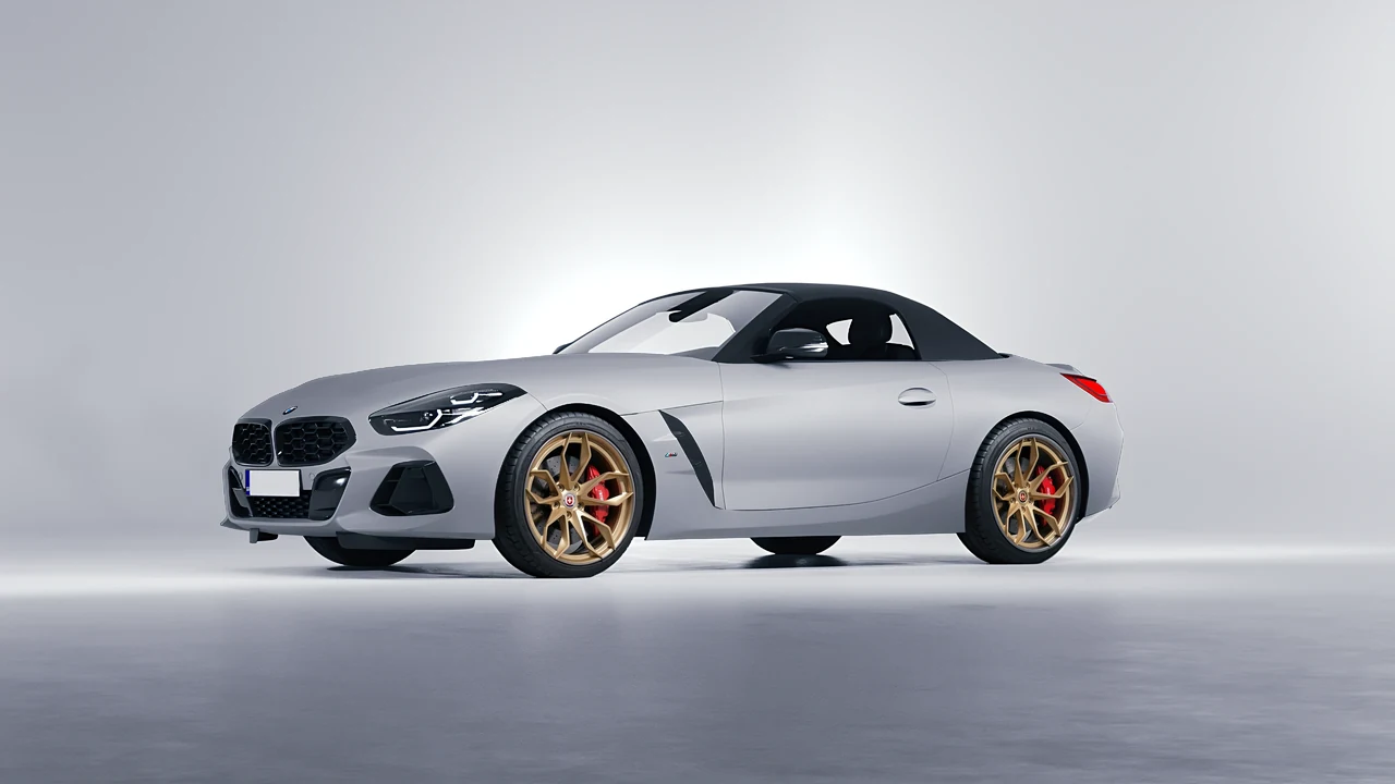 BMW Z4 M40i 2024 on HRE Performance Wheels S201H forged wheels, front three-quarter view