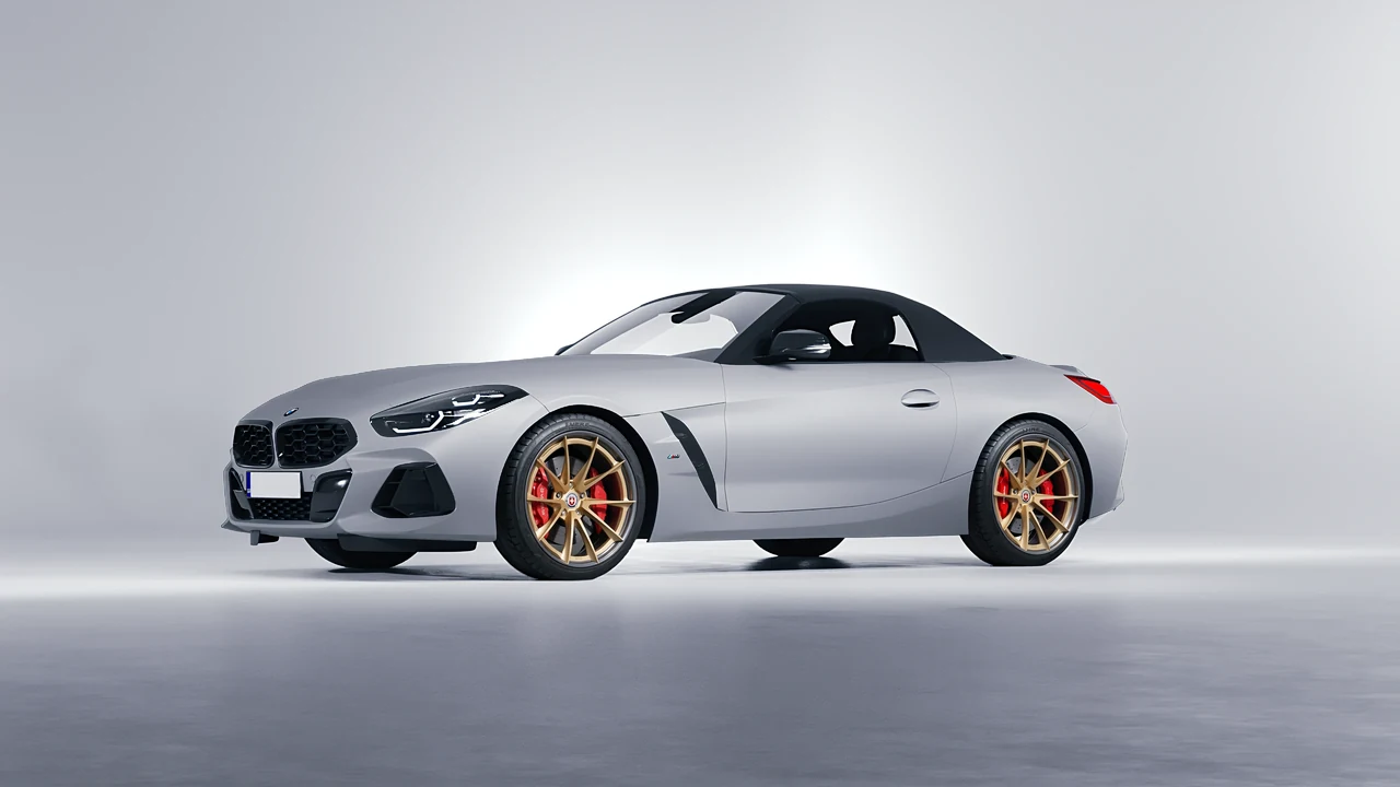 BMW Z4 M40i 2024 on HRE Performance Wheels S204H forged wheels, front three-quarter view