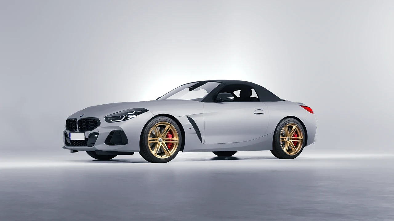 BMW Z4 M40i 2024 on HRE Performance Wheels S267H forged wheels, front three-quarter view